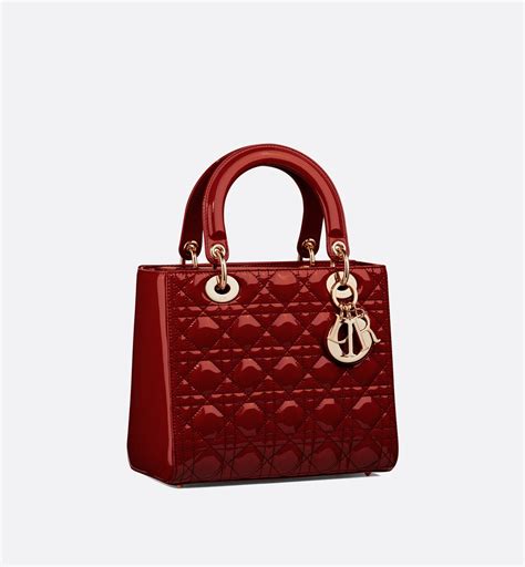 Medium Lady Dior Bag Cherry Red Patent Cannage 